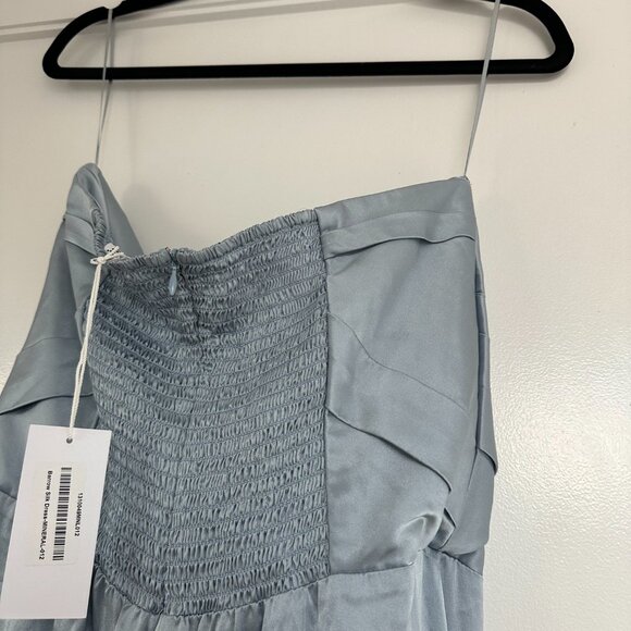 NWT Reformation Barrow Maxi Silk Dress Strapless Size 12 in Mineral Blue - Picture 7 of 7